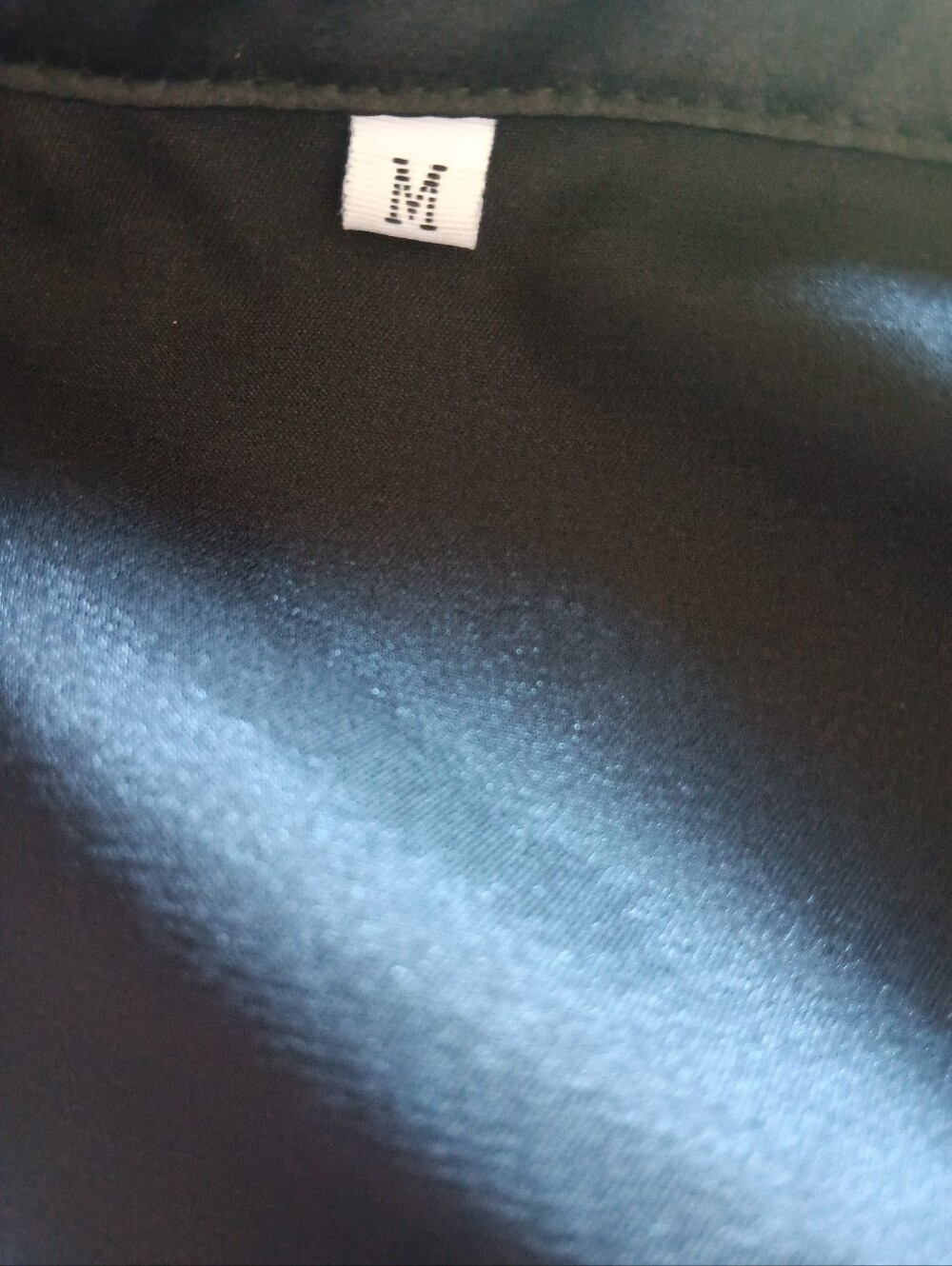KFAB Designs Black Satin Faux Button Long Sleeve Blouse NWOT Medium Luxury - Picture 7 of 9
